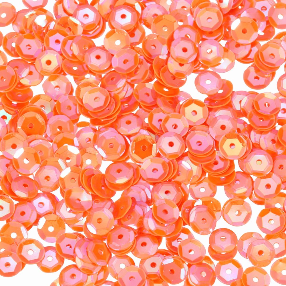 QUARKZMAN Loose Sequins 2800pcs Silver Back Cup Sequins for Jewelry Making Craft Sewing AB Orange