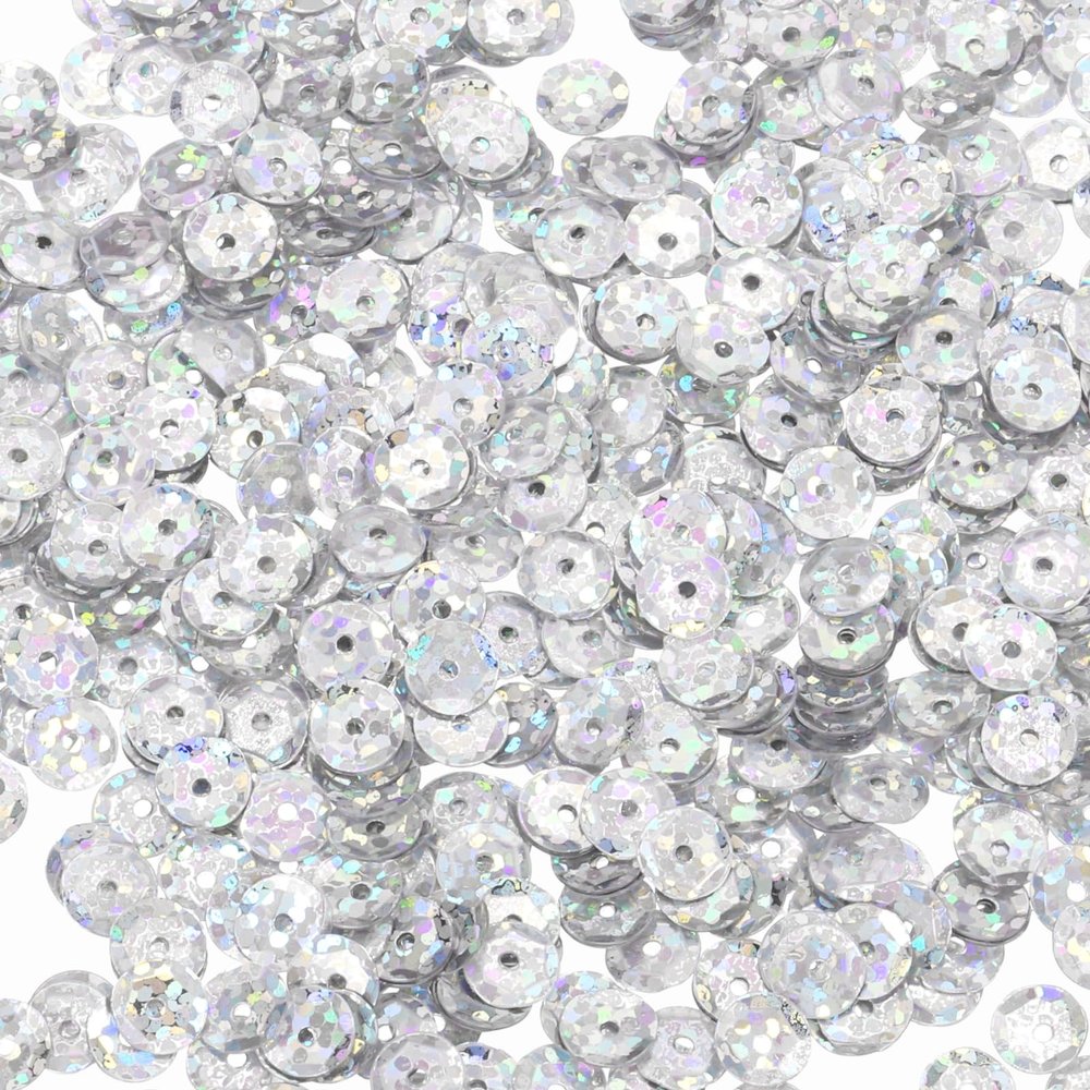 QUARKZMAN Loose Sequins 2800 pcs Silver Back Cup Sequins for Jewelry Making Craft Sewing Laser Silver
