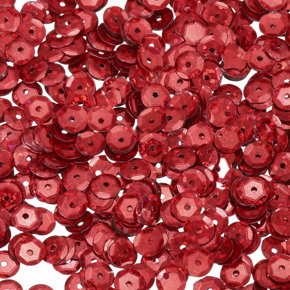 QUARKZMAN Loose Sequins 2800pcs Silver Back Cup Sequins for Jewelry Making Craft Sewing Laser Red