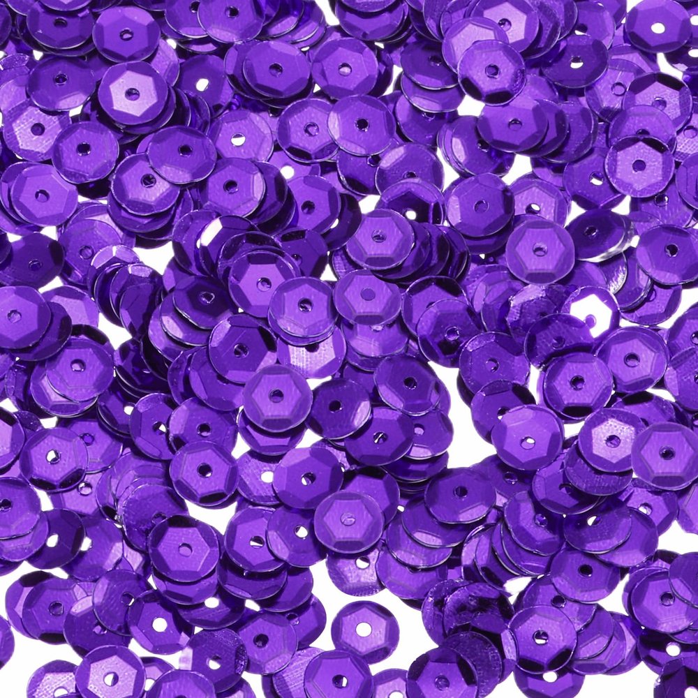 QUARKZMAN Loose Sequins 1400pcs Silver Back Cup Sequins for Jewelry Making Crafting Sewing Deep Purple