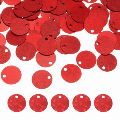 QUARKZMAN Flat Round Sequins, 600 pcs 10mm/0.4 inch Laser Red