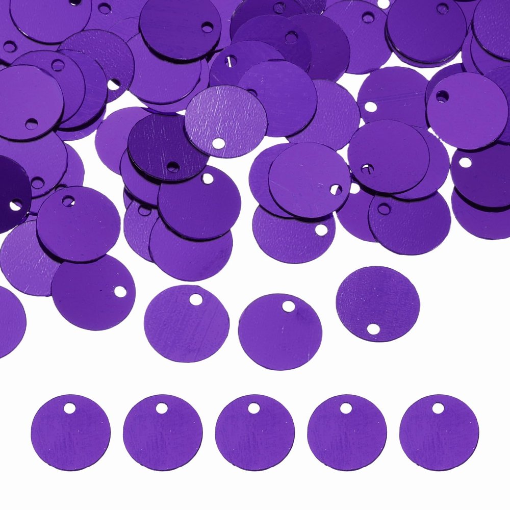 QUARKZMAN Flat Round Sequins, 600pcs 10mm/0.4in Dark Purple
