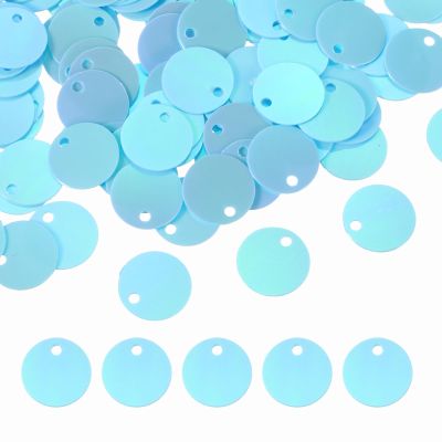 QUARKZMAN Flat Round Sequins, 600pcs 10mm/0.4in Light Blue