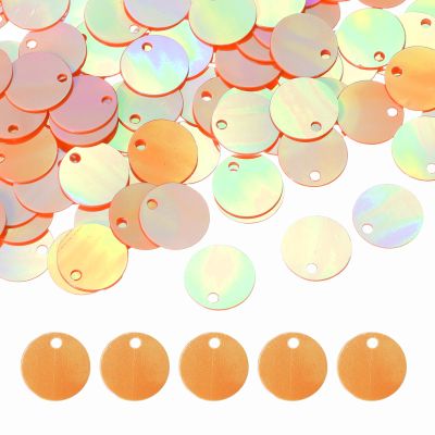 QUARKZMAN Flat Round Sequins, 600pcs 10mm/0.4in AB Orange