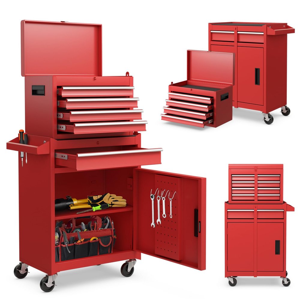 SOARS Workshop Cart with 5 Drawers, 59 x 28 x 102 cm (Red)