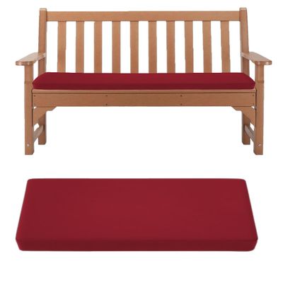 AZMAHT Waterproof Outdoor Bench Cushion, Red, 70 x 60 x 5 cm