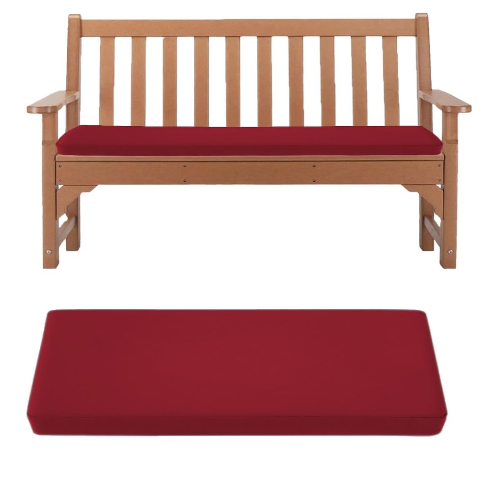 AZMAHT Waterproof Outdoor Bench Cushion, Red, 70 x 60 x 5 cm