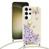 Phoona Phone Case with Lanyard for Samsung Galaxy S25 Ultra 5G, Purple Flowers view 3