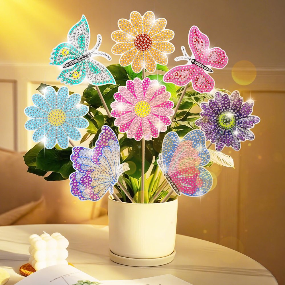 TNSLAND Diamond Painting Butterfly Flowers Set of 8