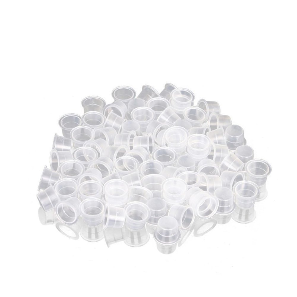 OUNONA 100 Pack Disposable Ink Cups 13mm White Pigment Cups for Tattooing Permanent Makeup Supplies