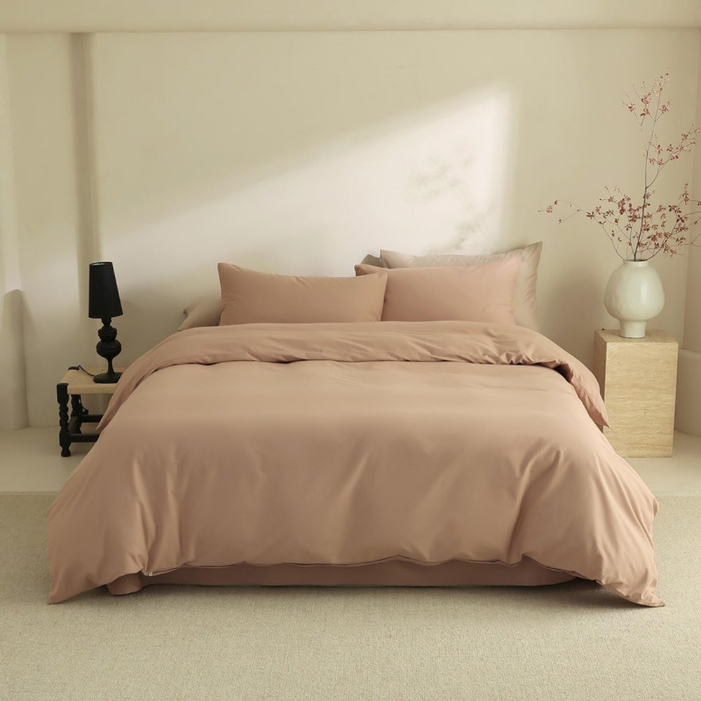 HAIBA 3-Piece Khaki Cotton Reversible Bedding Set, 220 x 240 cm