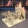 3D Wooden Puzzle Marble Run, Mechanical Construction Toy with LED and Sound, DIY Table Decor view 3
