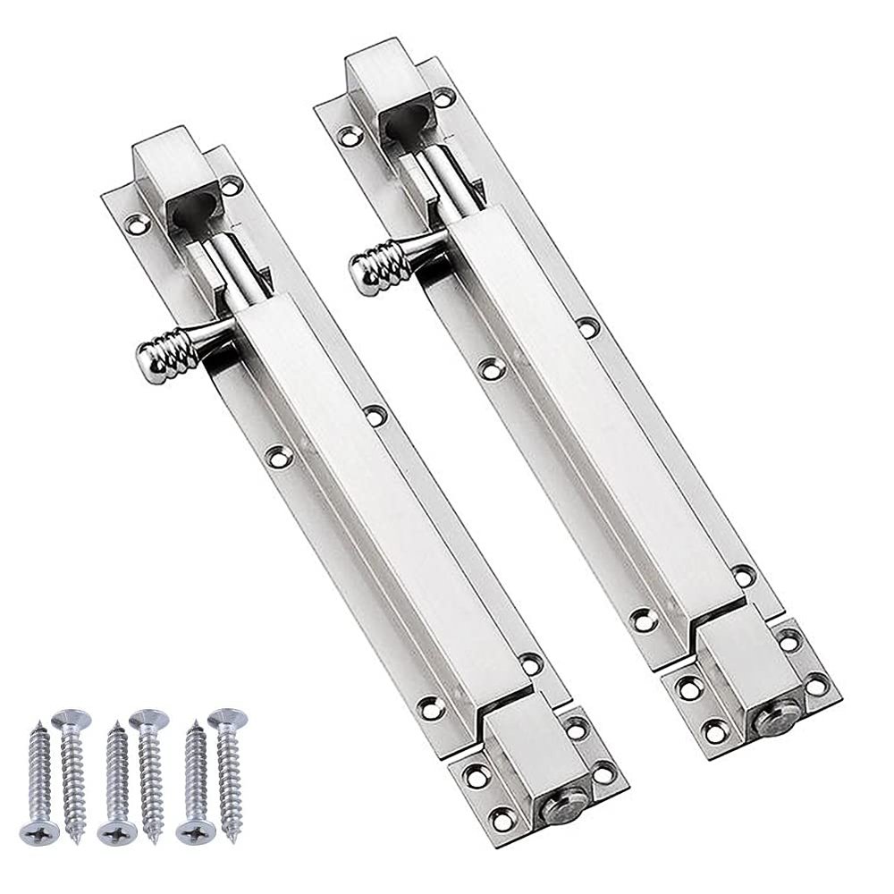 BTYKUYOO Slide Bolt Latch, 2 Black Stainless Steel Door Bolts with Screws