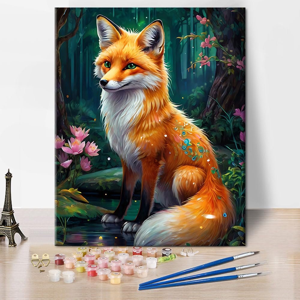 TISHIRON Red Fox Paint by Numbers Kit for Adults and Beginners