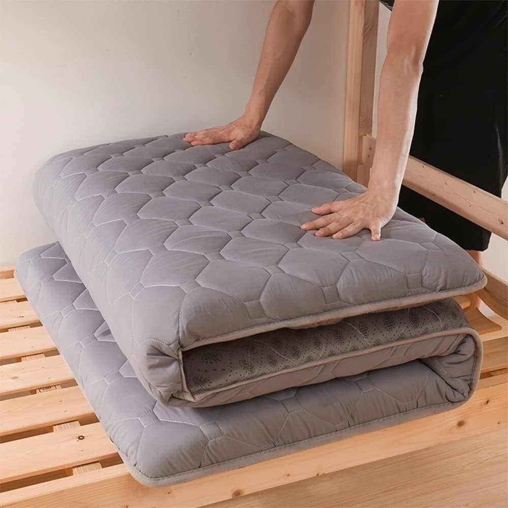 Improved Japanese Floor Futon Mattress, Portable, Foldable and Rollable, Comfortable and Breathable, Gray, 39 x 79 in (90 x 200 cm)