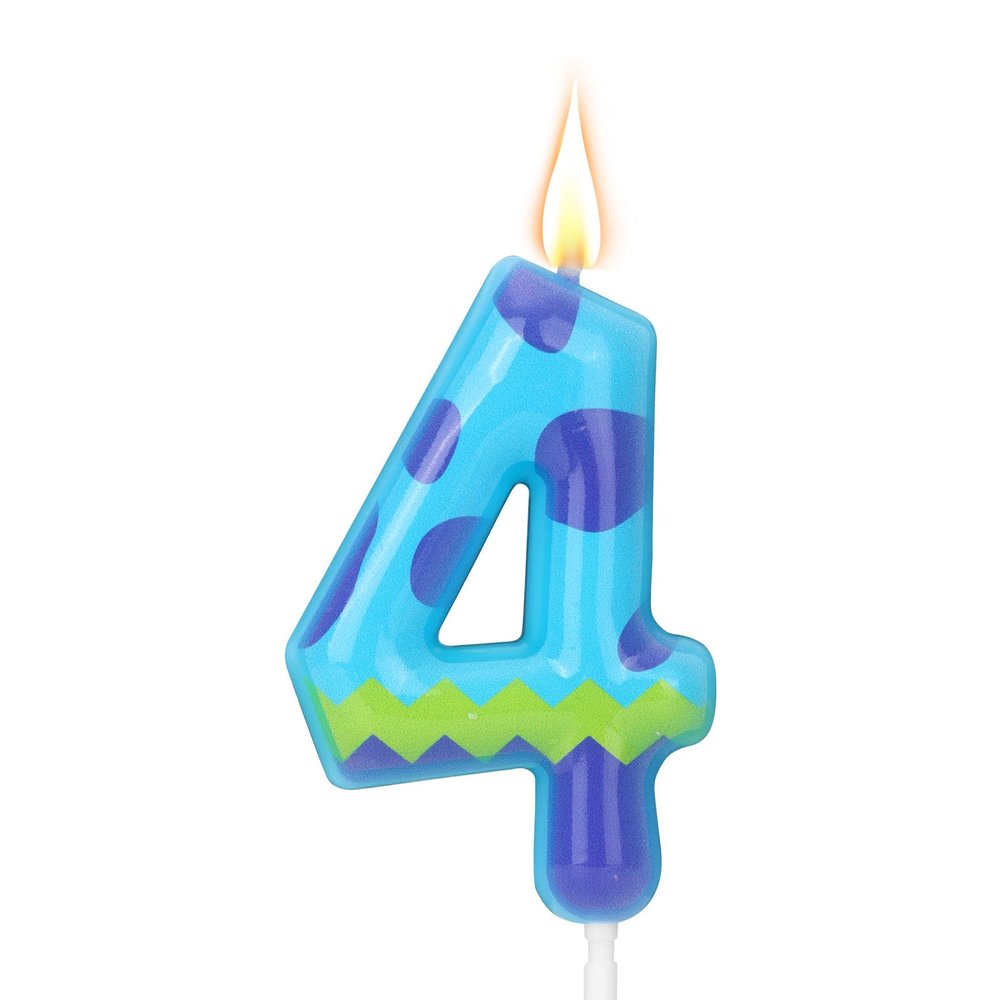 Birthday Number Candle 4 - Blue Purple