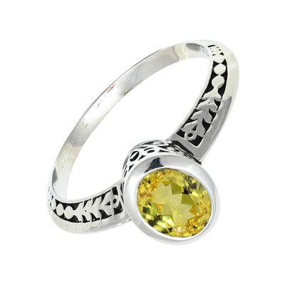 SILVERTROVE Lab-Grown Yellow Sapphire Silver-Plated Ring