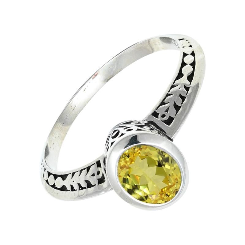 SILVERTROVE Lab-Grown Yellow Sapphire Silver-Plated Ring