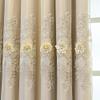 Amidoudou Curtains, 1 Pair, European Style with Valance, Double-Layer, Embroidered, Room-Darkening, Light Brown, 130 x 260 cm view 3