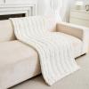 MIFXIN Thickened Sofa Cover, Soft Mink Velvet, Universal Non-Slip Cover for 2/3/4-Seat Sofas, Pet-Friendly, Block White, 70 x 150 cm view 2