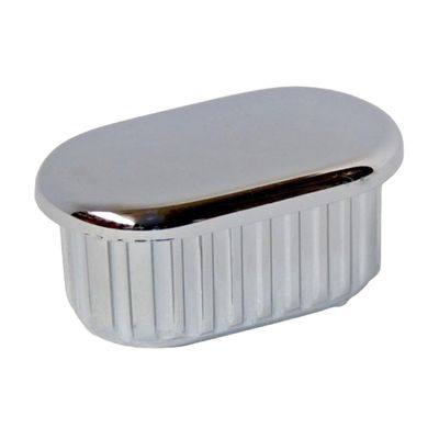 Oval Polished Chrome ABS End Caps for Tubes, 25 x 15 x 1.5 mm, 10-Pack