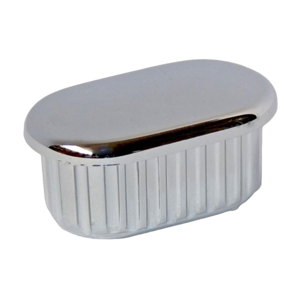 Oval Polished Chrome ABS End Caps for Tubes, 25 x 15 x 1.5 mm, 10-Pack