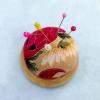Vintage Sewing Pin Cushion with Wooden Base view 2