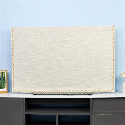 SQOYEI All-Inclusive TV Cover, LCD LED Screen Protector for TVs, Thick Fabric TV Cover for Home or Business, Universal (88 × 60 cm, Linen Beige)