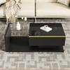 BTM Modern LED Coffee Table with Glass Top, Black, 50 x 100 x 33 cm view 2