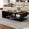 BTM Modern LED Coffee Table with Glass Top, Black, 50 x 100 x 33 cm view 3