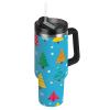 RPLIFE Quirky Christmas Trees Blue Stainless Steel Insulated Travel Tumbler with Handle and Straw view 1