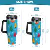 RPLIFE Quirky Christmas Trees Blue Stainless Steel Insulated Travel Tumbler with Handle and Straw view 3