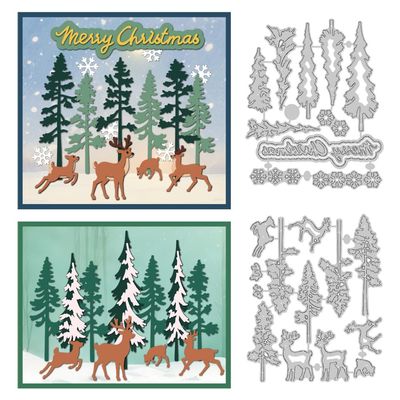 DELORIGIN Die-Cutting Templates with Pine Trees and Deer