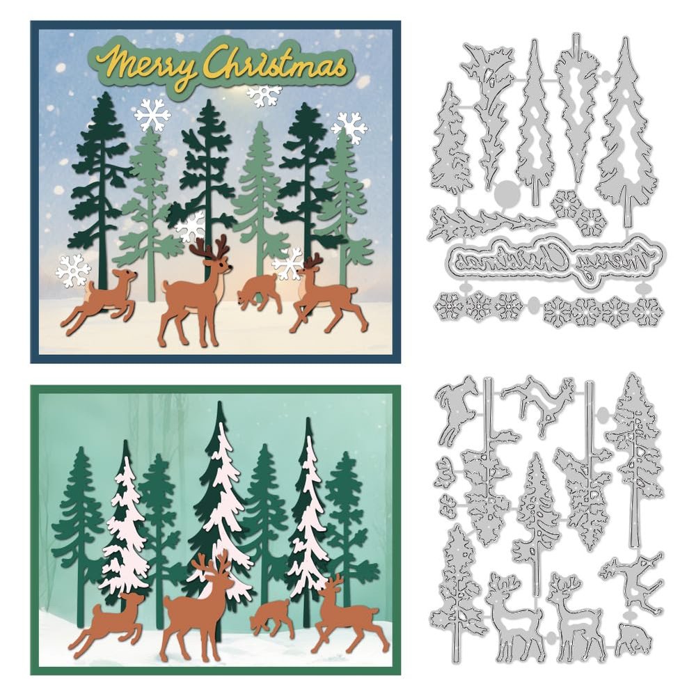 DELORIGIN Die-Cutting Templates with Pine Trees and Deer