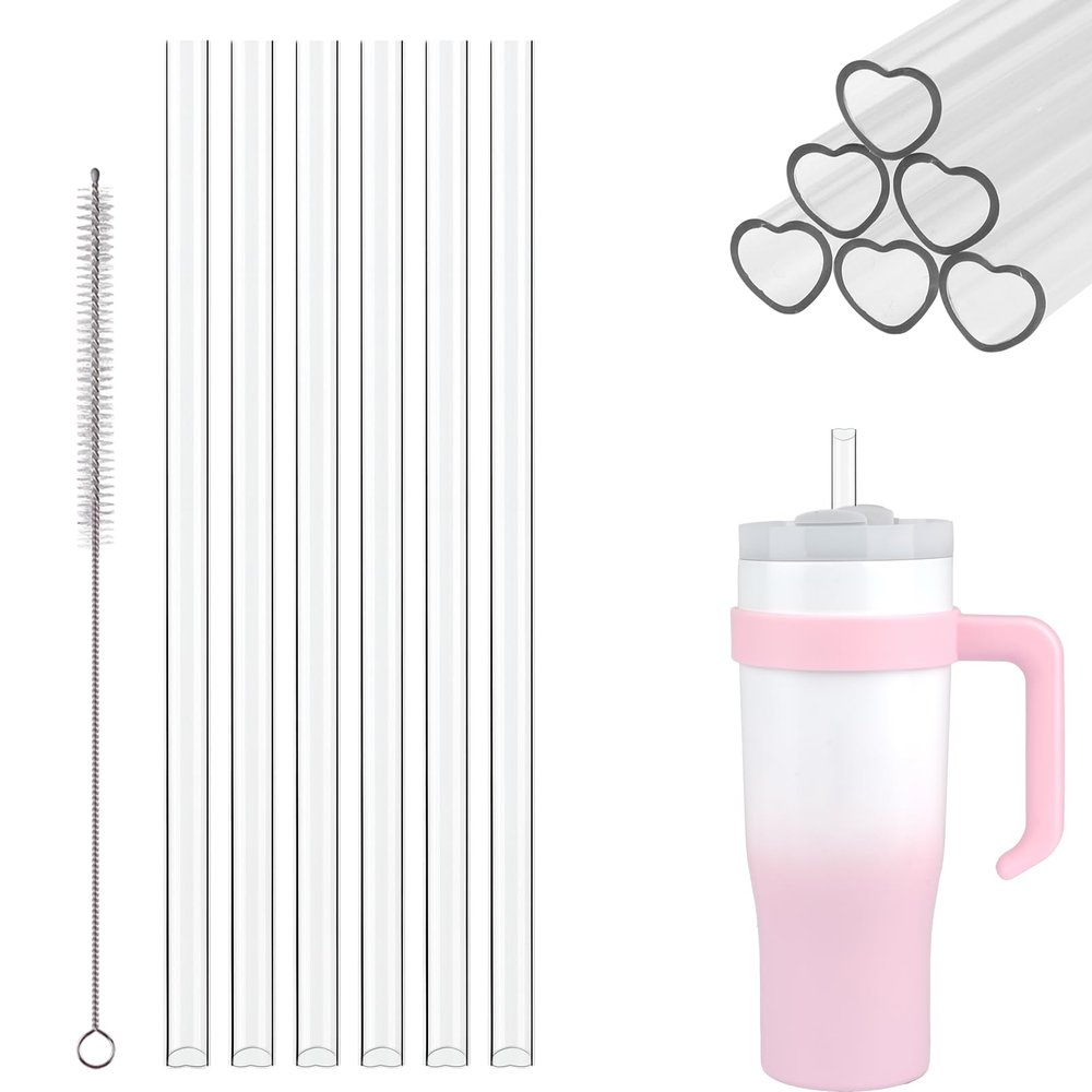 6-Pack Heart-Shaped Straws for Stanley Cup