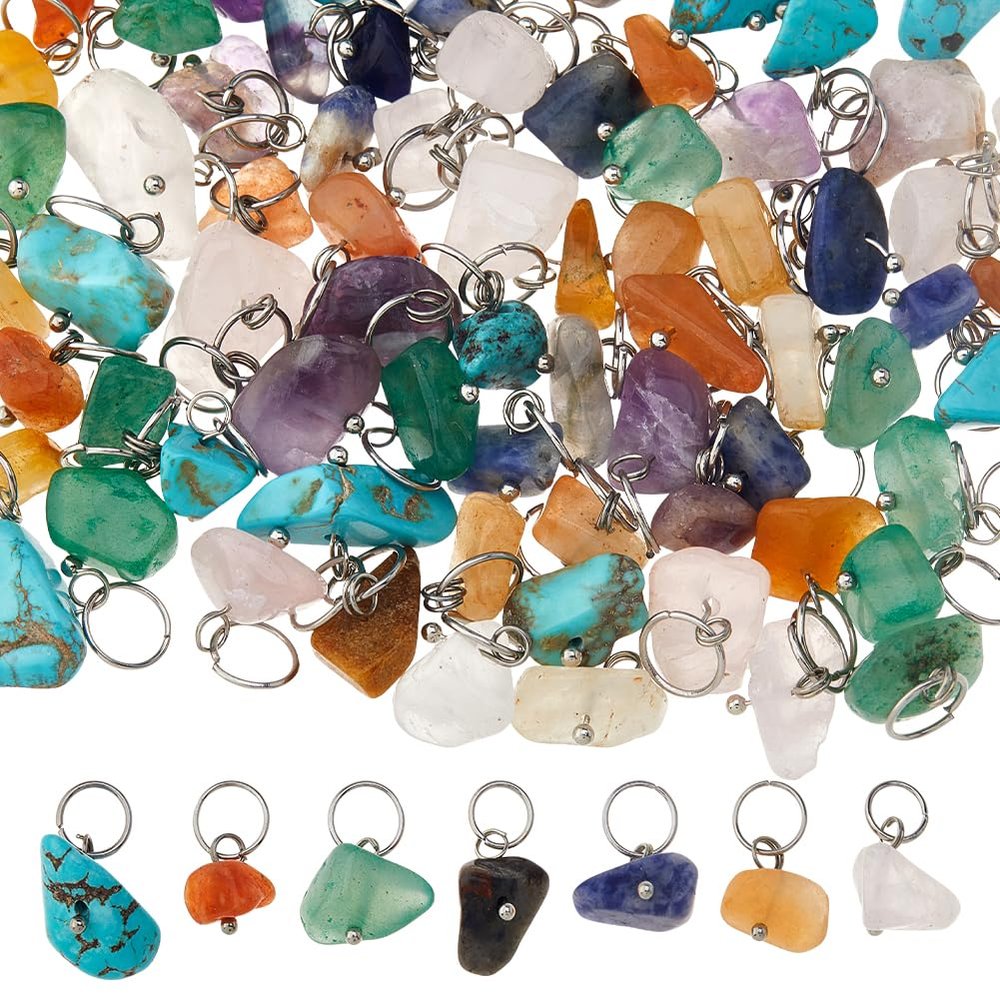 SUPERFINDINGS 84-Piece Natural Stone Pendant Set