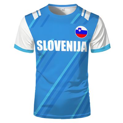 Slovenia National Flag Football Fan T-Shirt, Short Sleeve, XS