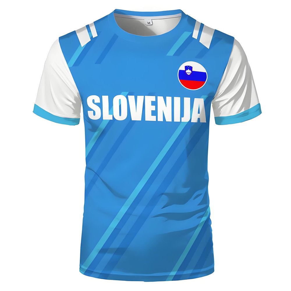 Slovenia National Flag Football Fan T-Shirt, Short Sleeve, XS