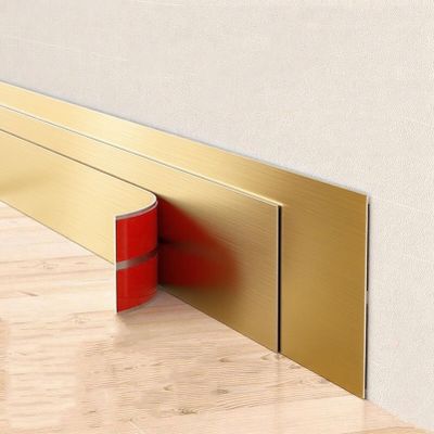 QIPN 3 m Self-Adhesive Stainless Steel Wall Trim, 8 cm, Brushed Gold