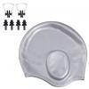 Vyloky Unisex Swim Cap for Women and Men with 3D Ear Protection, Flexible Silicone, for Short or Long Hair, with Earplugs and Nose Clip (Gray) view 1