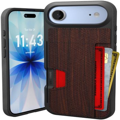 Smartish iPhone Air Wallet Case, Wallet Slayer Vol. 2 [Slim + Protective], Card Holder with Stand, Drop-Tested, Hidden Card-Slot Cover, Walnut
