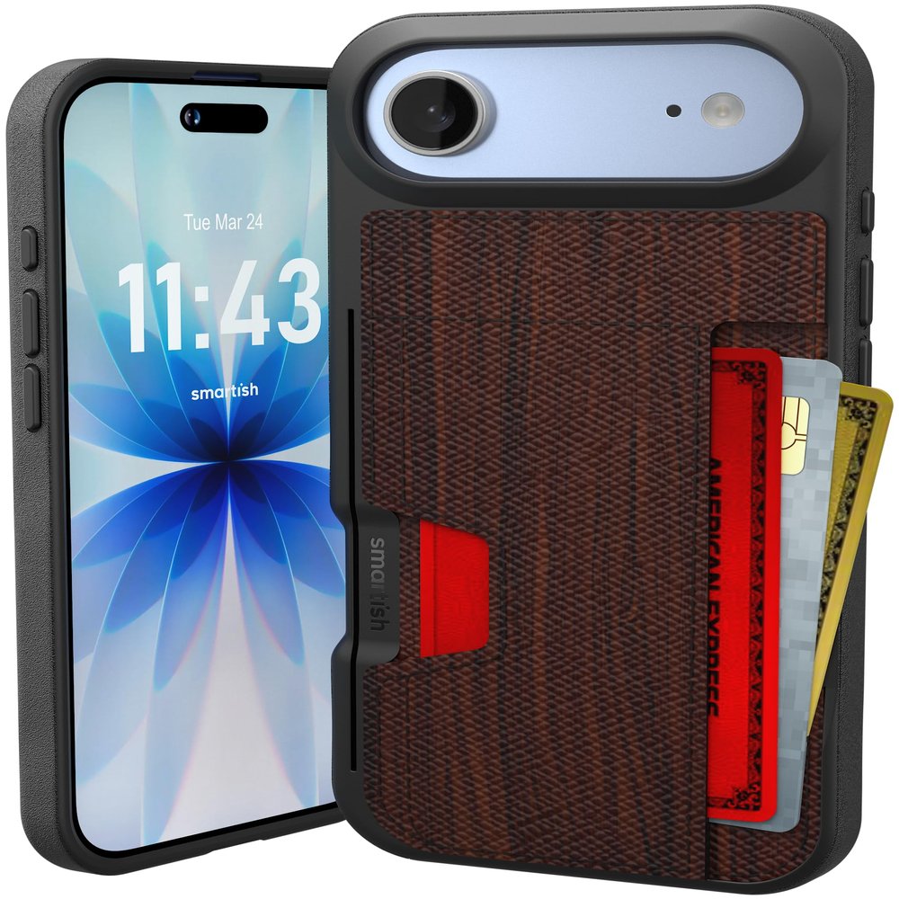 Smartish iPhone Air Wallet Case, Wallet Slayer Vol. 2 [Slim + Protective], Card Holder with Stand, Drop-Tested, Hidden Card-Slot Cover, Walnut