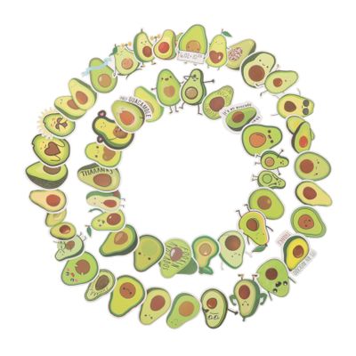 YOSADIER 50-Piece Avocado Sticker Set, Decorative Plastic Stickers, Water- and Weather-Resistant, Self-Adhesive for Laptops, Water Bottles, Bicycles and Scrapbooking