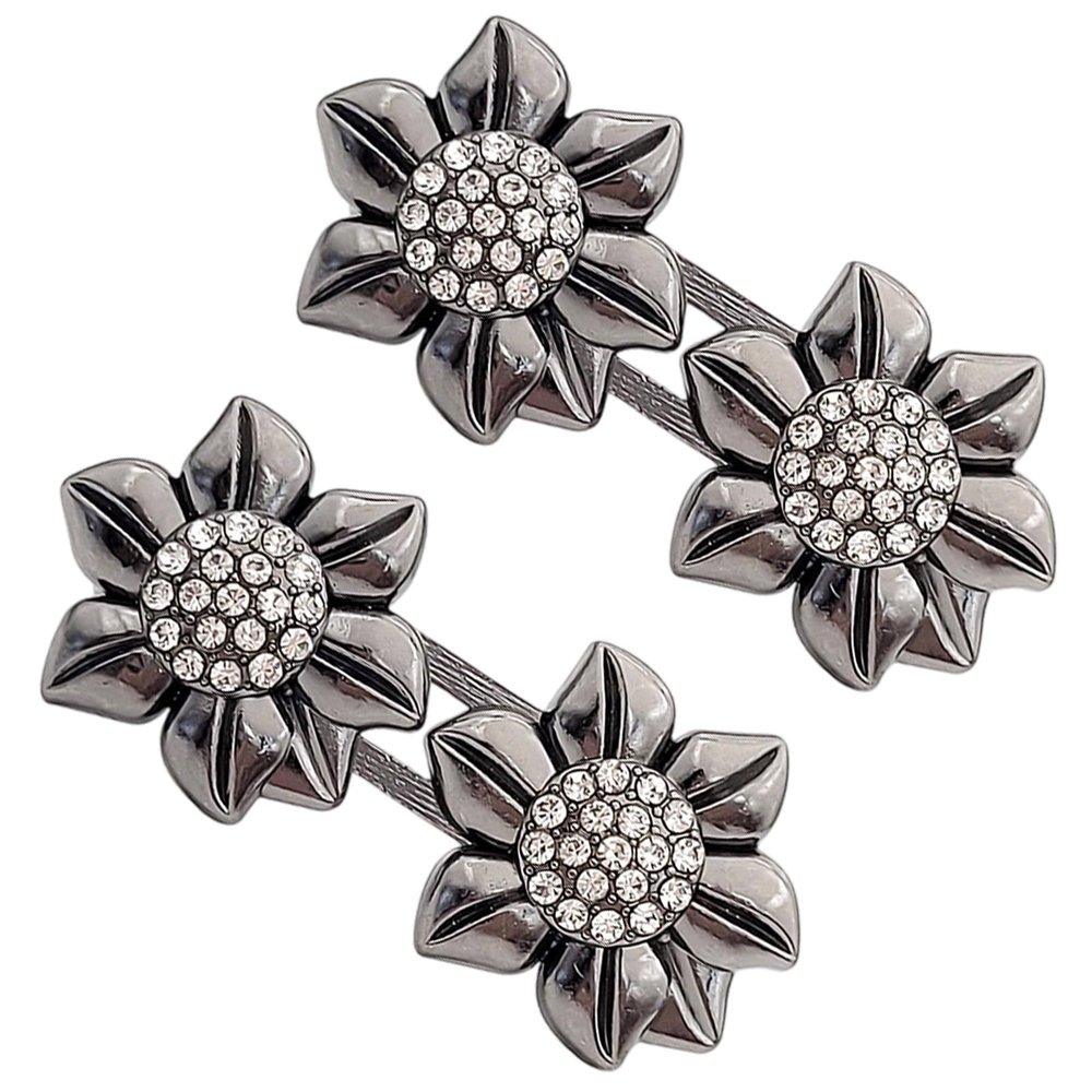 Adjustable Rhinestone Flower Button Clasp