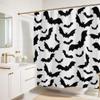 3D Bathtub and Shower Curtain, Mold-Resistant, 240 x 200 cm, Bat Design view 2