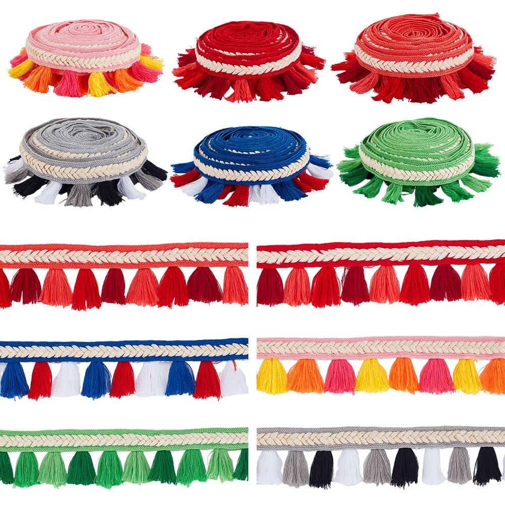 AHANDMAKER 13 Yards Tassel Fringe Trim 1 1/8 Inch Wide