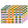 Fchen Art Set of 6 Plaid Placemats, 12 x 18 in, Colorful Dopamine Grid Design view 1