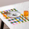 Fchen Art Set of 6 Plaid Placemats, 12 x 18 in, Colorful Dopamine Grid Design view 2