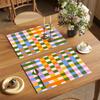 Fchen Art Set of 6 Plaid Placemats, 12 x 18 in, Colorful Dopamine Grid Design view 3