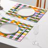 Fchen Art Set of 6 Plaid Placemats, 12 x 18 in, Colorful Dopamine Grid Design view 4